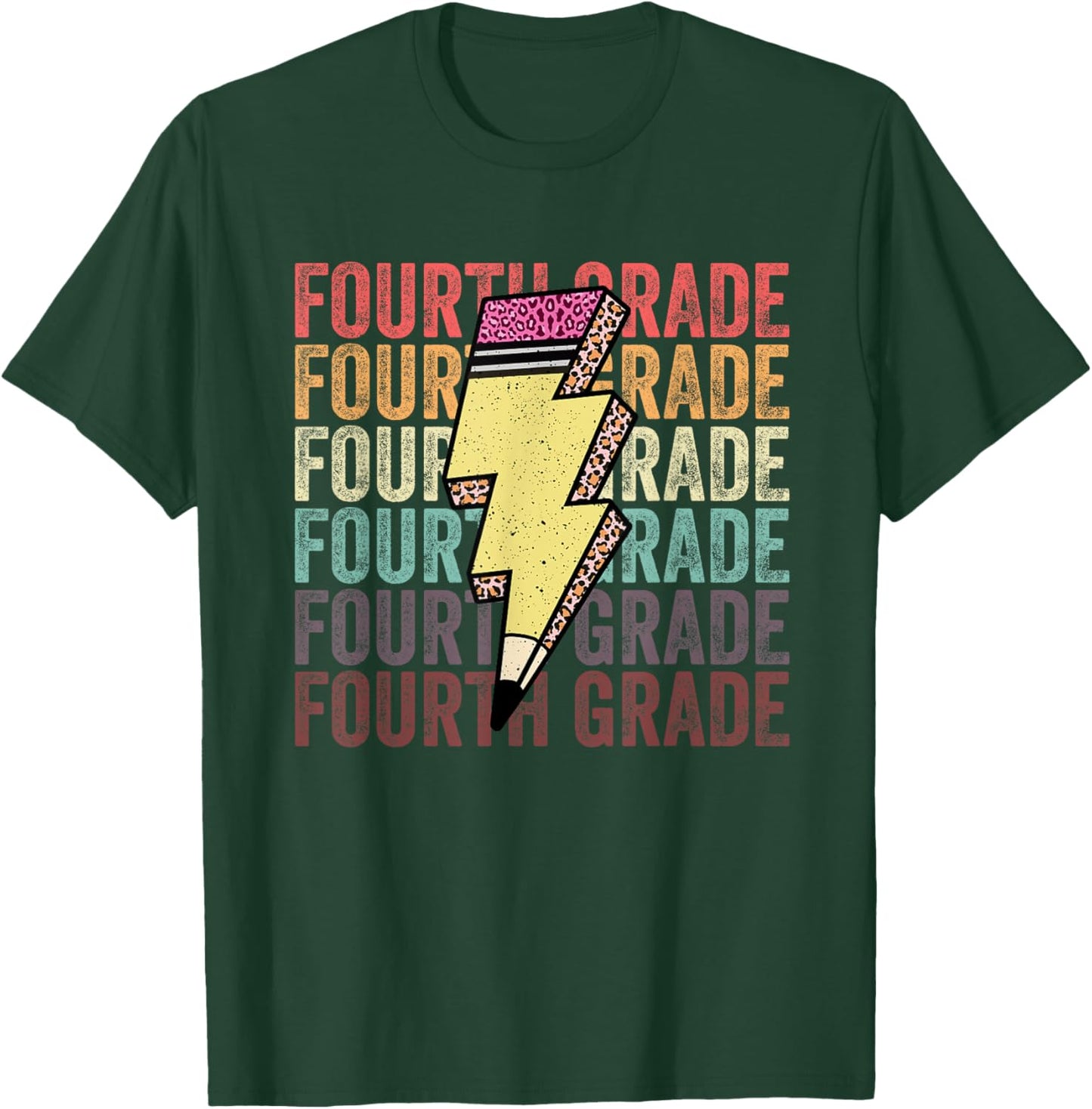 Fourth Grade Lightning Bolt Pencil 1st Day Of 4th Grade T-Shirt - T-Shirt | Forest