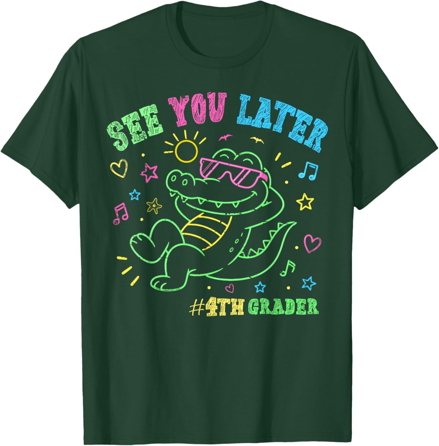 See You Later 4th Fourth Grader End of School Alligator Kids T-Shirt - T-Shirt | Forest