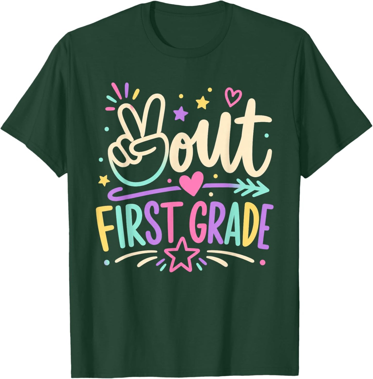 Peace Out First Grade Cute Tie Dye Last Day of 1st Grade T-Shirt - T-Shirt | Forest