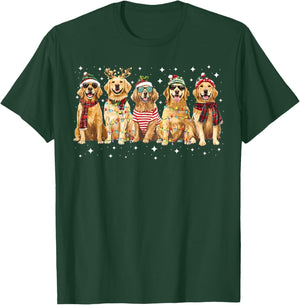 Golden Retriever Santa Christmas Lights Funny Xmas Dog Lover T-Shirt - T-Shirt | Forest