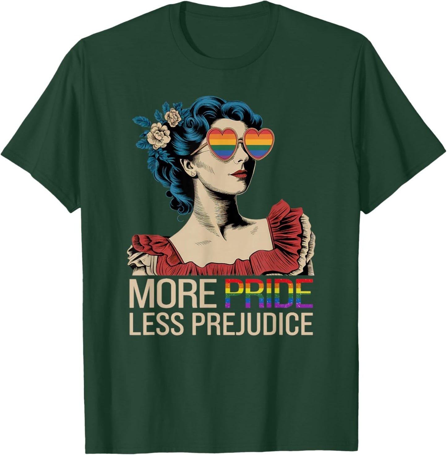 More Pride Less Prejudice Pride Month LGBTQ T-Shirt - T-Shirt | Forest