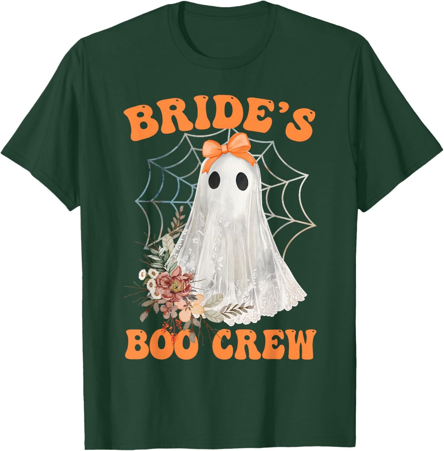 Bride's Boo Crew Bow Lace Ghost Halloween Bachelorette T-Shirt - T-Shirt | Forest