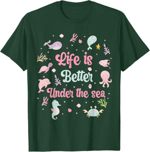 Cute Sea Animals Life is Better Under The Sea Kids T-Shirt - T-Shirt | Forest