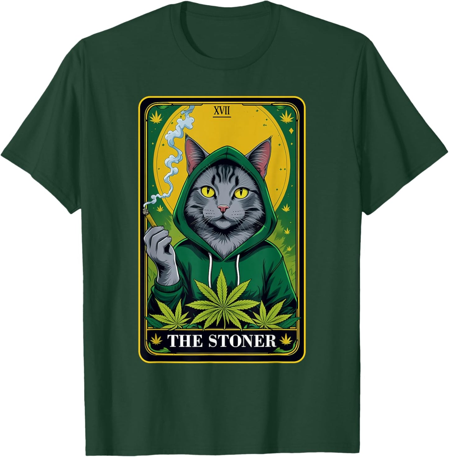 The Stoner Tarot Card Cannabis 420 Gift Cats And Weed T-Shirt - T-Shirt | Forest