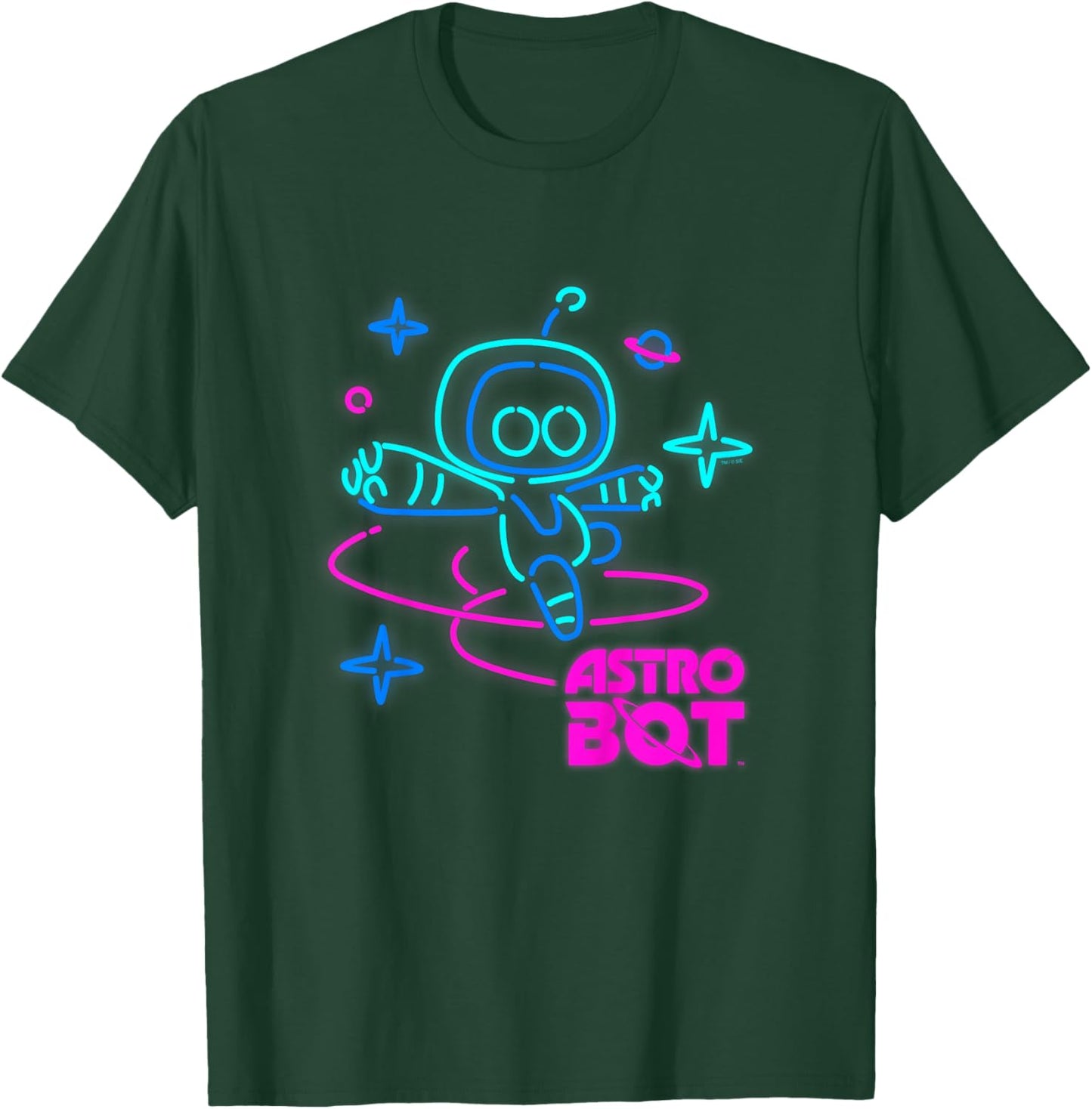 Kids Astro Bot Rescue Mission Jumping Neon Video Game T-Shirt - T-Shirt | Forest