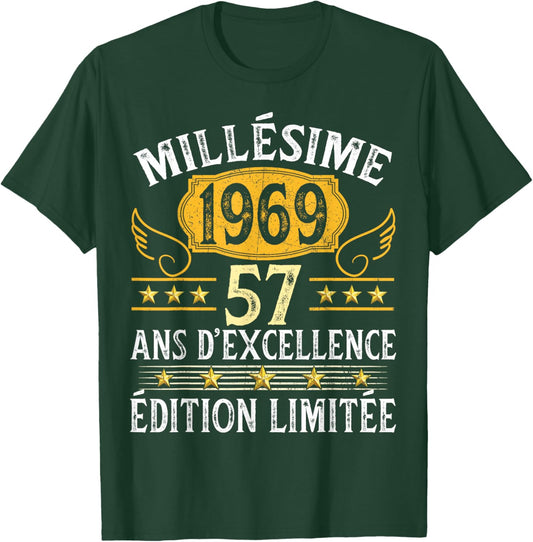 Vintage 1969 57 Years Birthday Man Woman Vintage 1969 T-Shirt - T-Shirt | Forest