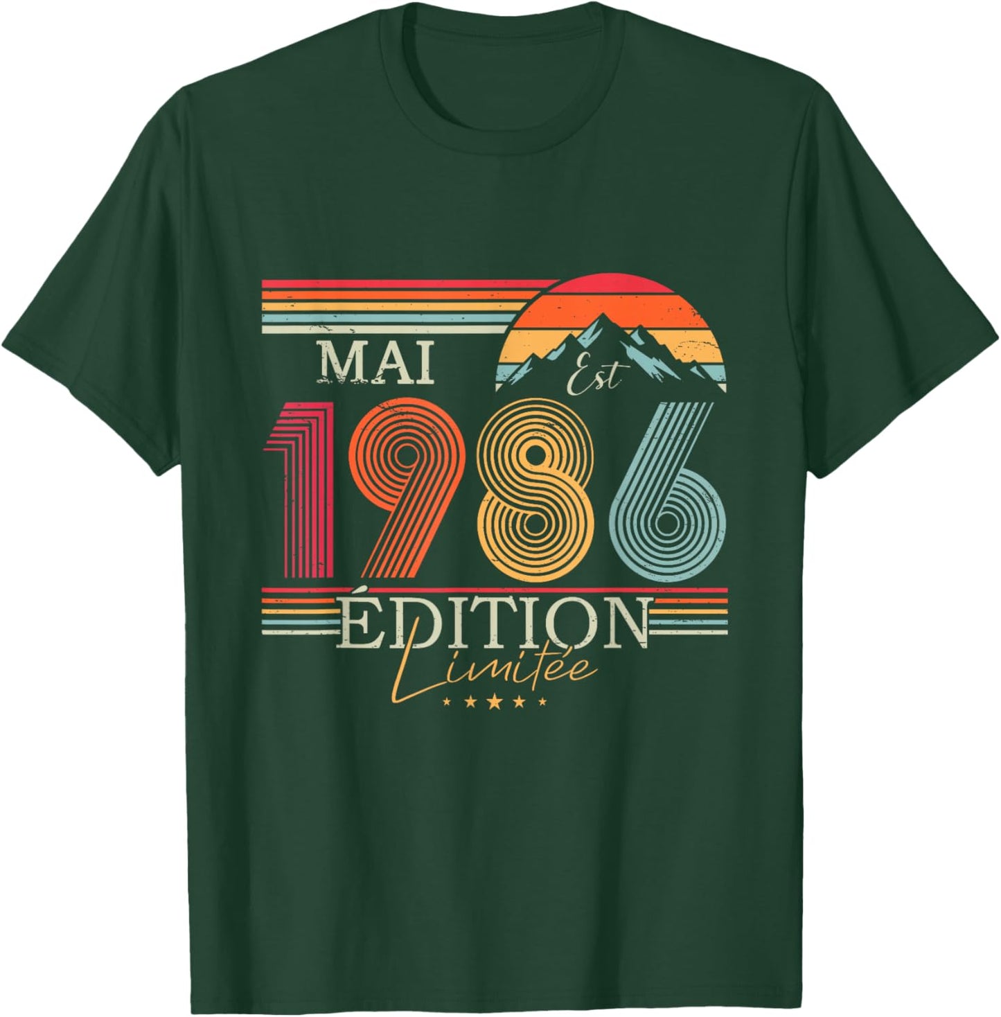 1986 Vintage May Birthday Retro Man Woman Gift T-Shirt - T-Shirt | Forest