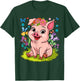 Cute Pig With Flowers I Kids Pig T-Shirt - T-Shirt | Forest
