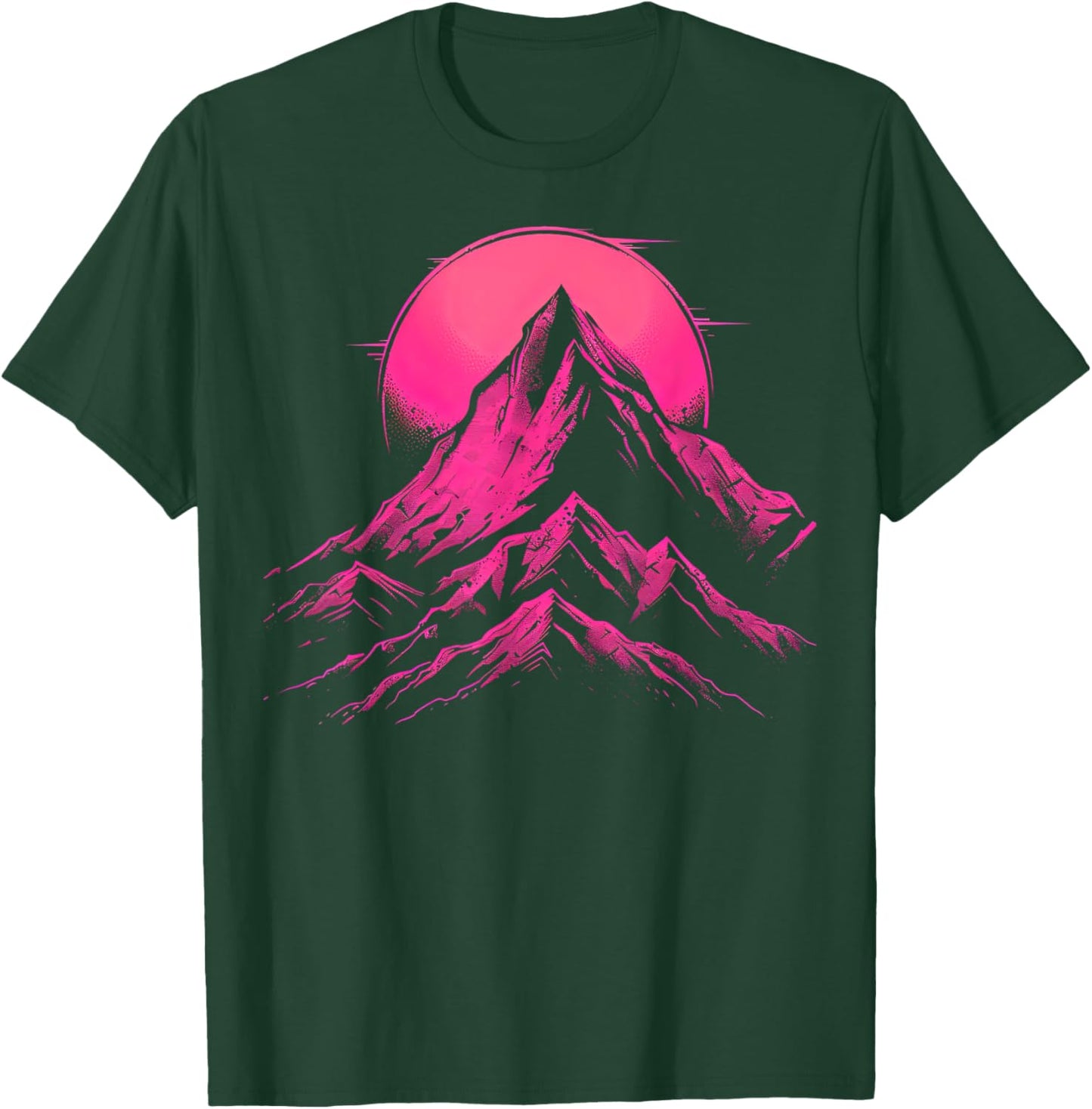 Pink and Black Mountain Abstract Outdoor T-Shirt - T-Shirt | Forest