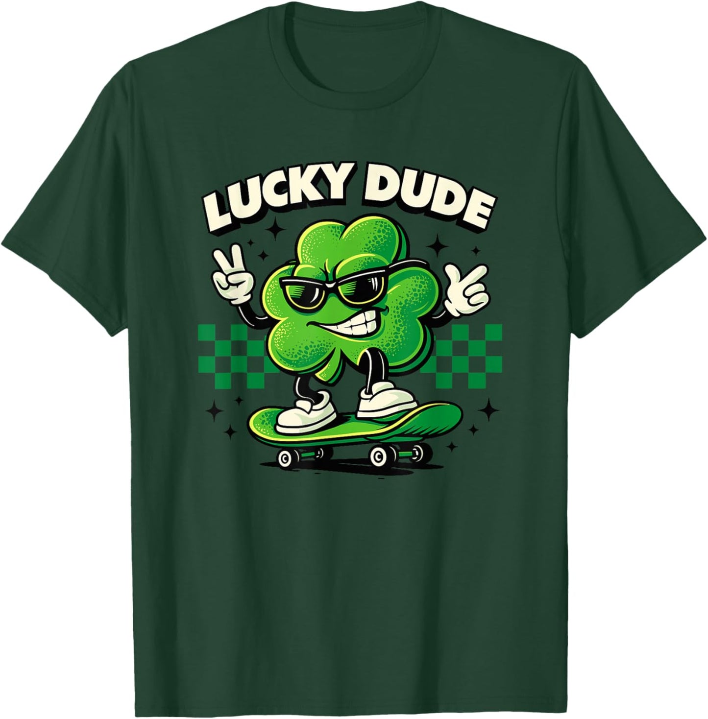 Lucky Dude Trèfle Patineur Trèfle St Patrick T-Shirt - T-Shirt | Forest