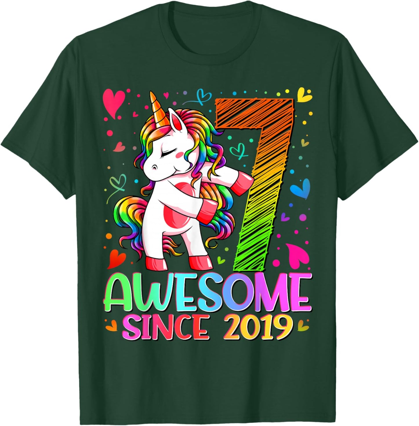 7th Birthday Shirt Girl 7 Year Old Gifts 7 Birthday Girl T-Shirt - T-Shirt | Forest