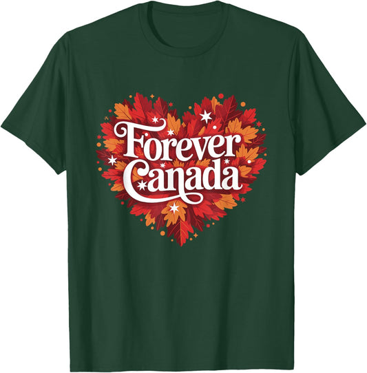 Forever Canada Retro Maple Leaf Love Lovers Couple Valentine T-Shirt - T-Shirt | Forest