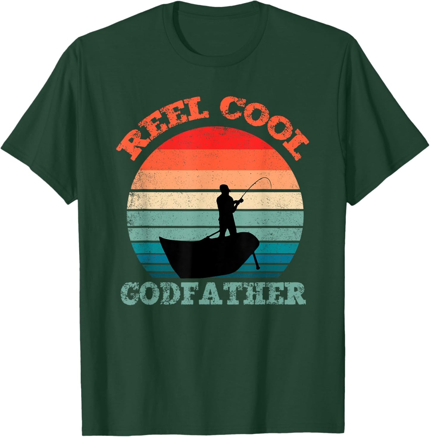 Reel Cool Godfather Fishing Funny Vintage Retro T-Shirt - T-Shirt | Forest