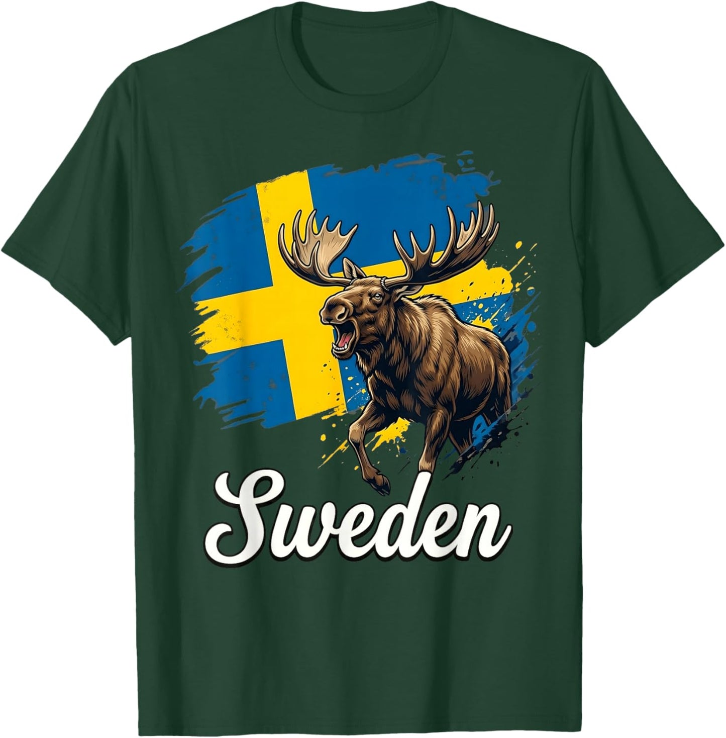 Sweden Moose Flag Swedish National Animal T-Shirt - T-Shirt | Forest