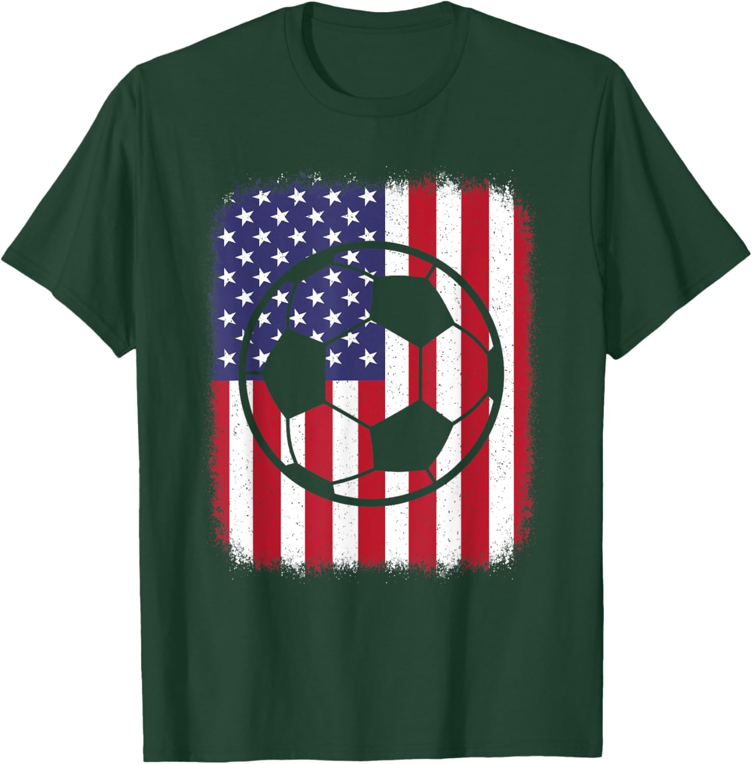 American Flag Vintage Soccer Player Men Women Kids T-Shirt - T-Shirt | Forest