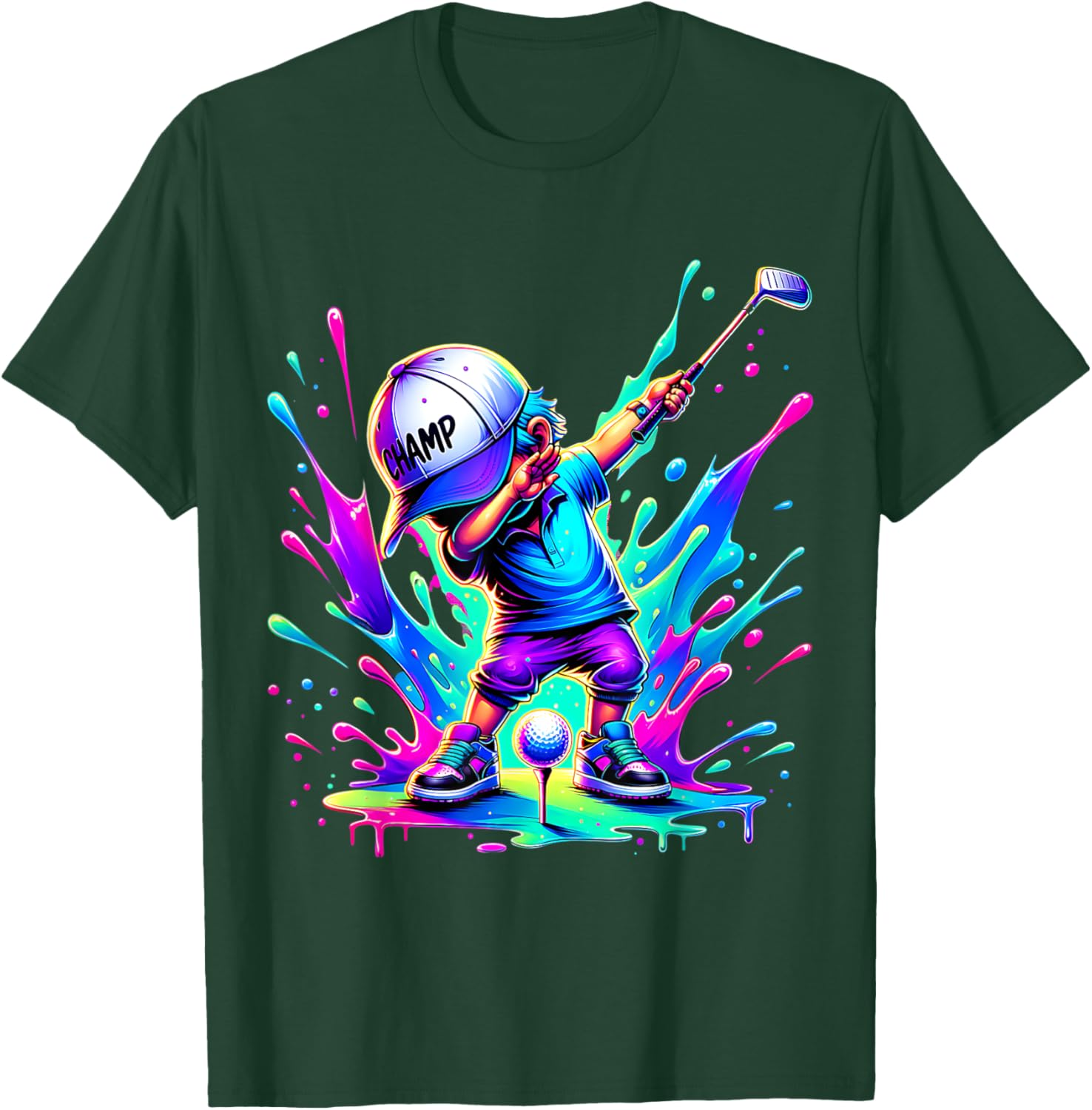 Dabbing Golfer Funny Golfing Golfer Dad Men Boys Kids Youth T-Shirt - T-Shirt | Forest