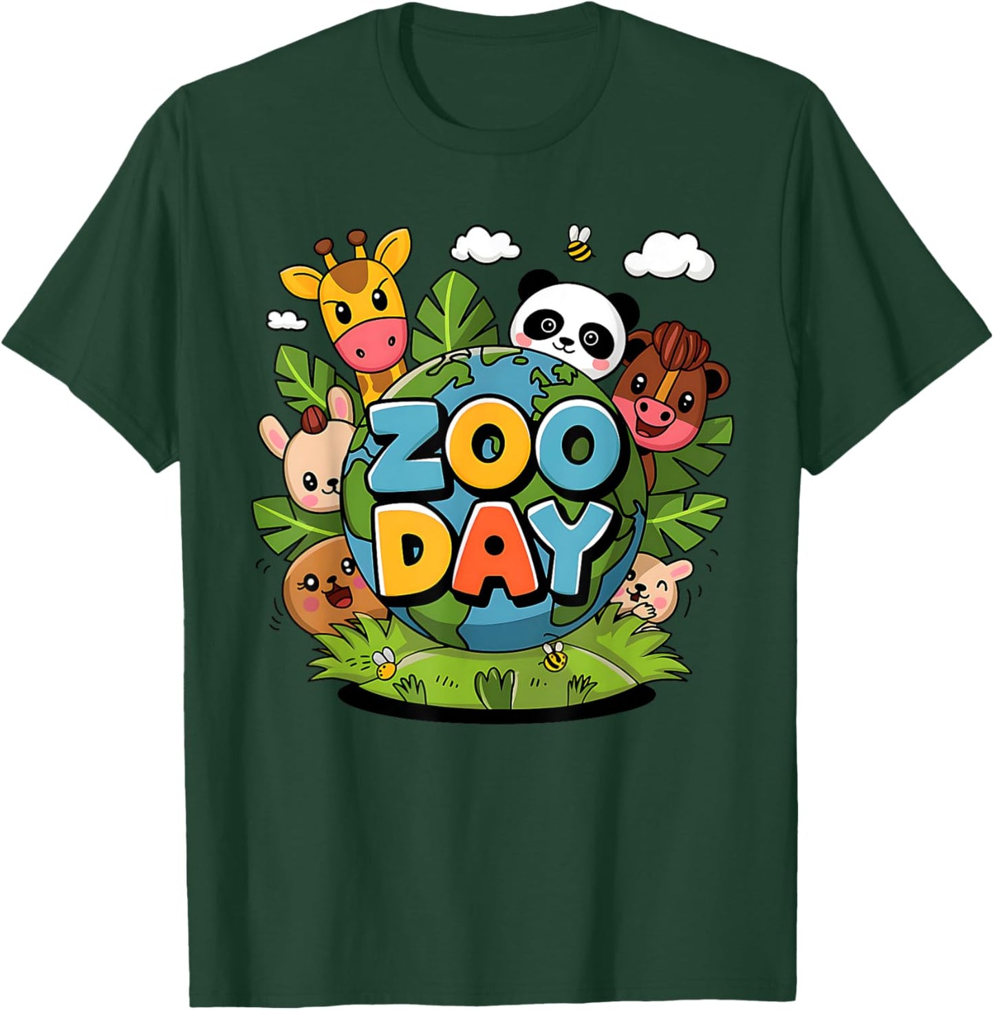 Men Women Kids Fun Zoo Day Wildlife Party Cute Animals Earth T-Shirt - T-Shirt | Forest