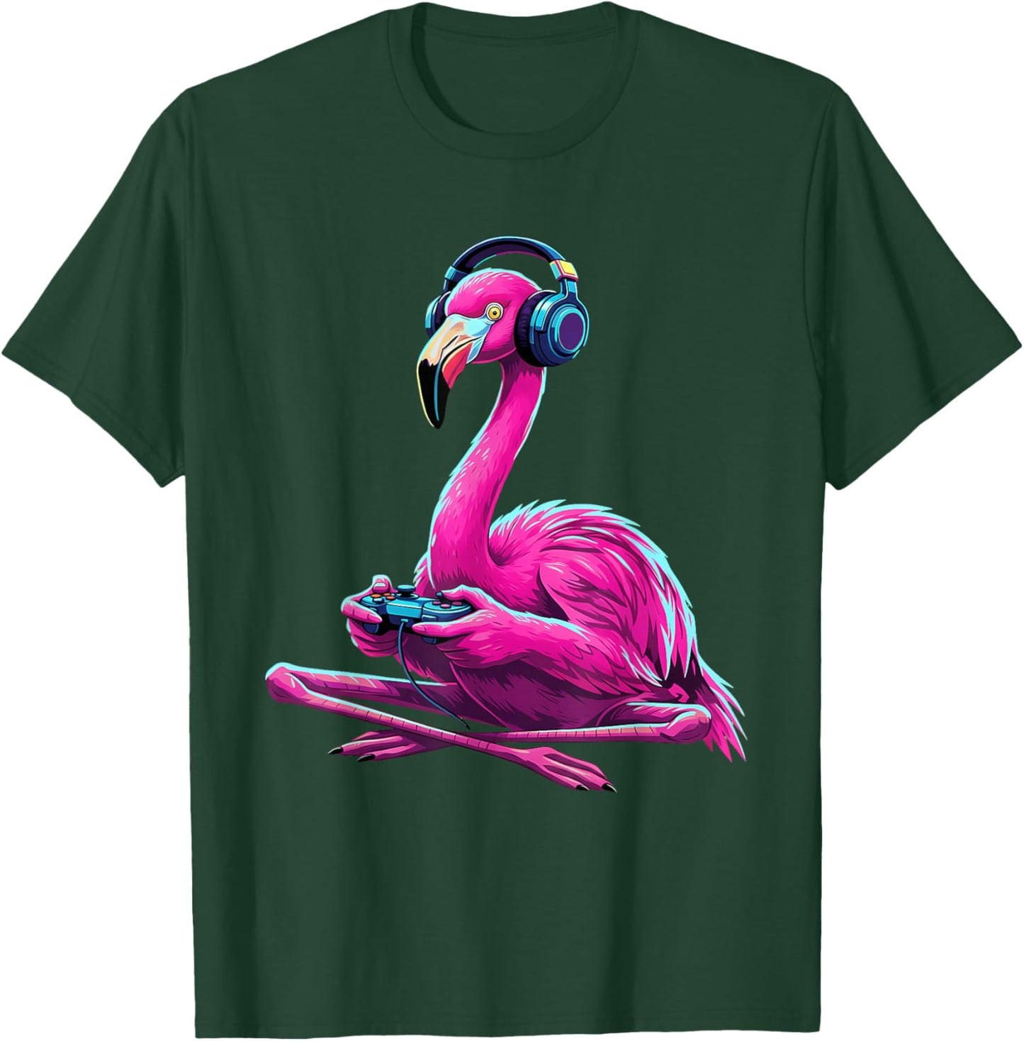 Flamingo Gaming Animal Video Games Funny Flamingo T-Shirt - T-Shirt | Forest