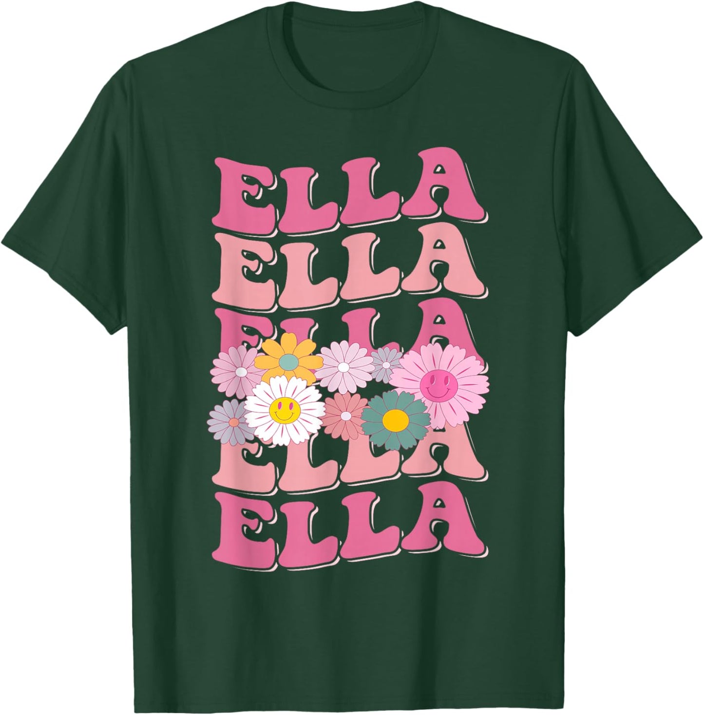 Girl Retro Ella First Name Personalized Groovy 80's T-Shirt - T-Shirt | Forest