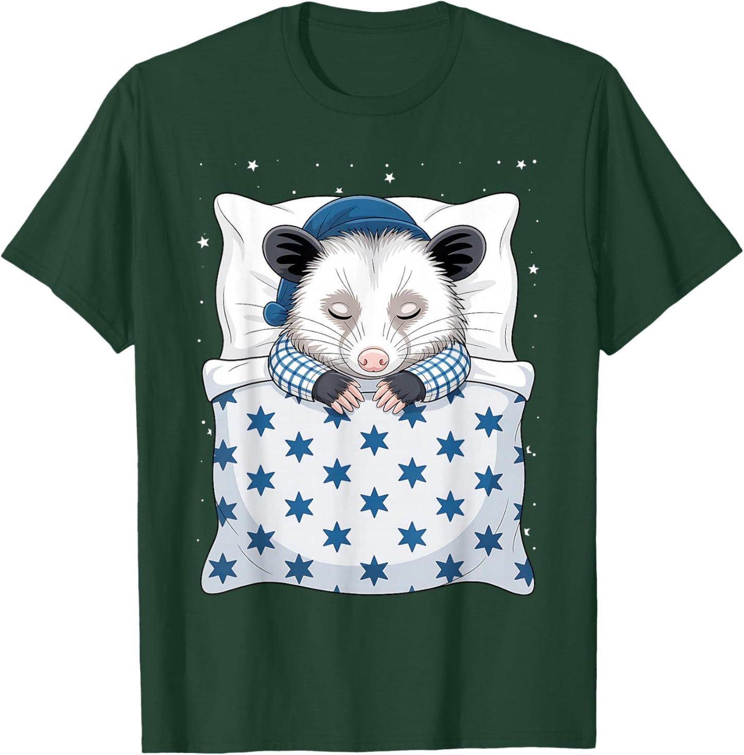 Funny Sleepy Possum Pajama Women Men Kids Boys and Girls T-Shirt - T-Shirt | Forest
