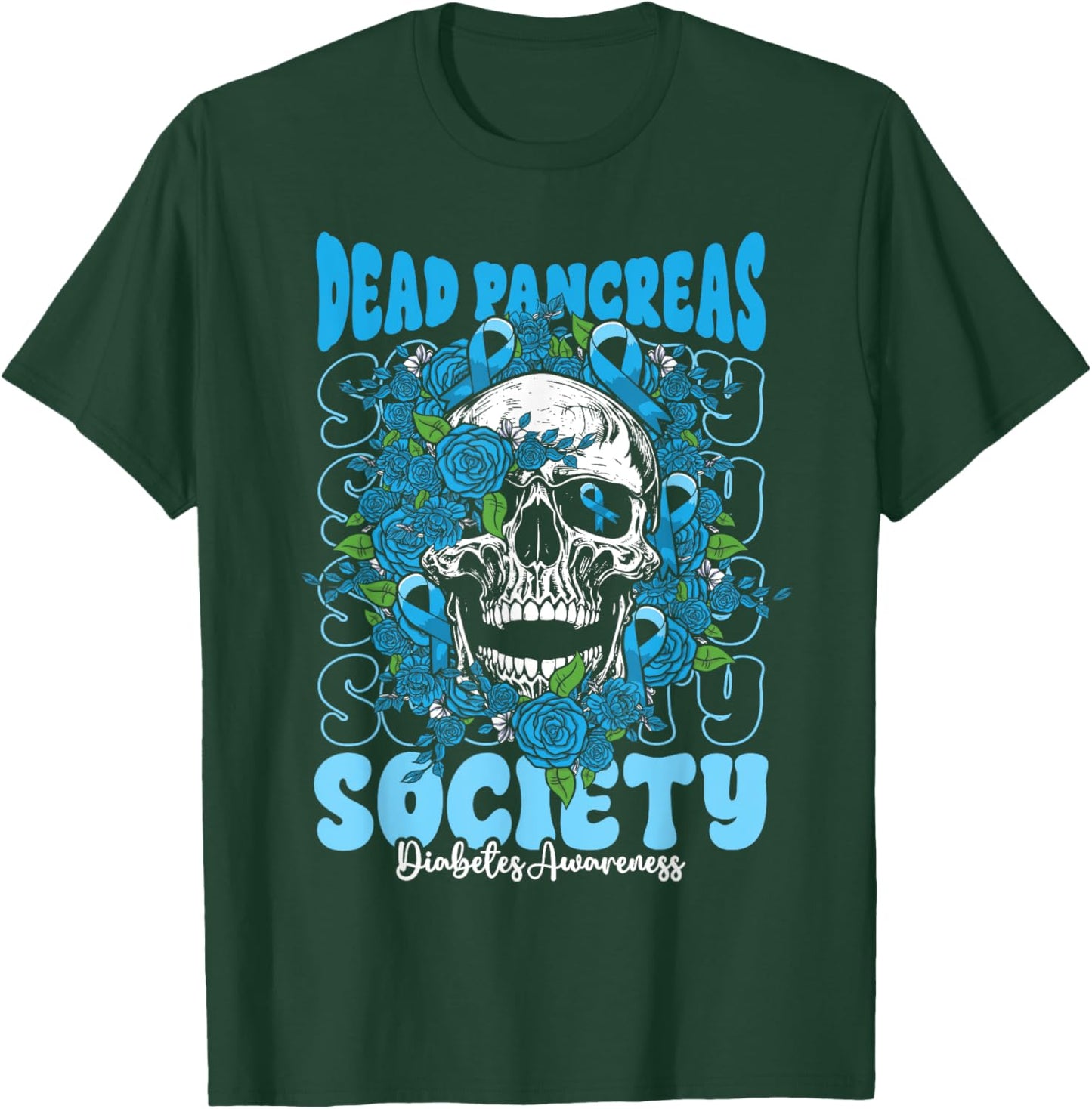 Diabetes Awareness Dead Pancreas Society Skull Halloween T-Shirt - T-Shirt | Forest