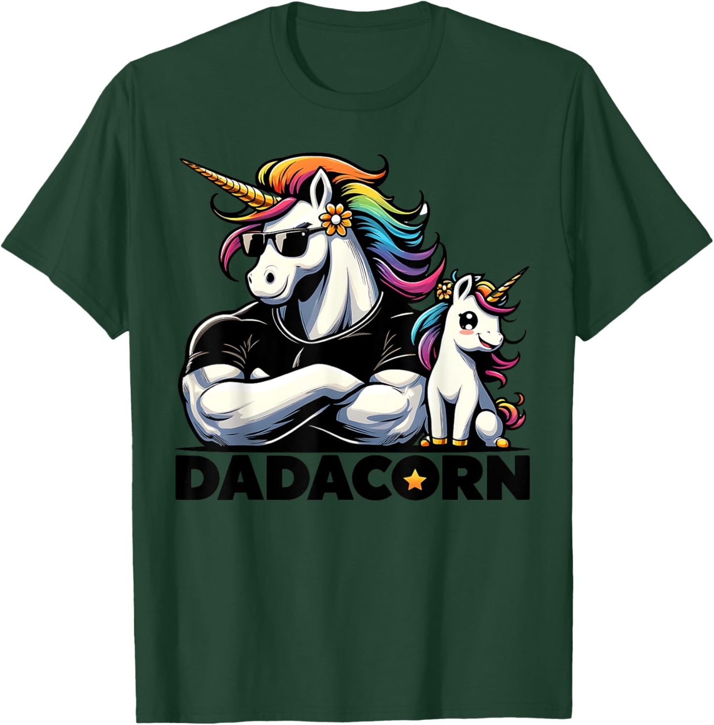 Dadacorn Unicorn Dad and Baby Unicorn, Father's Day Dadacorn T-Shirt - T-Shirt | Forest