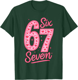 Valentines Day Six Seven 67 Meme 6 7 Heart Girls Kids T-Shirt - T-Shirt | Forest