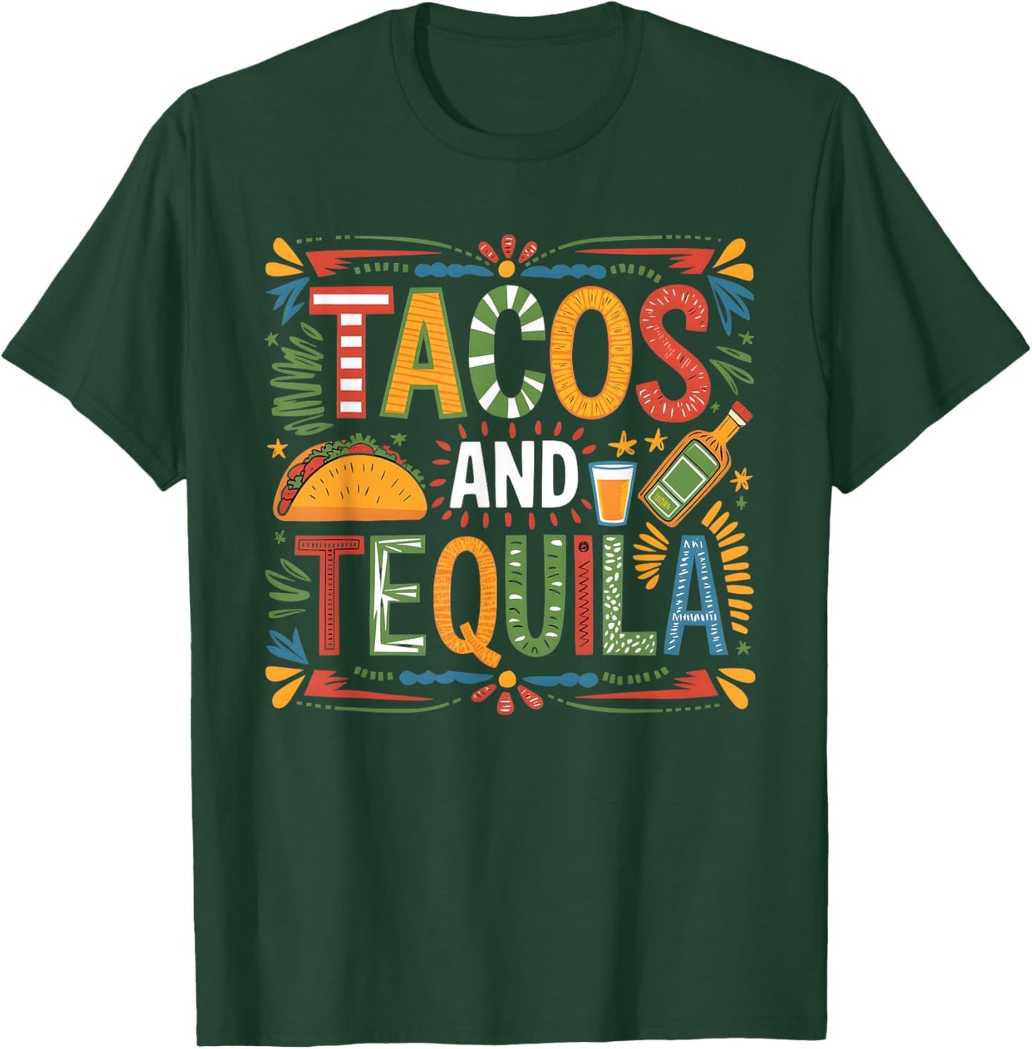 Tacos and Tequila Funny Drinking Taco Mexican Food Lover T-Shirt - T-Shirt | Forest