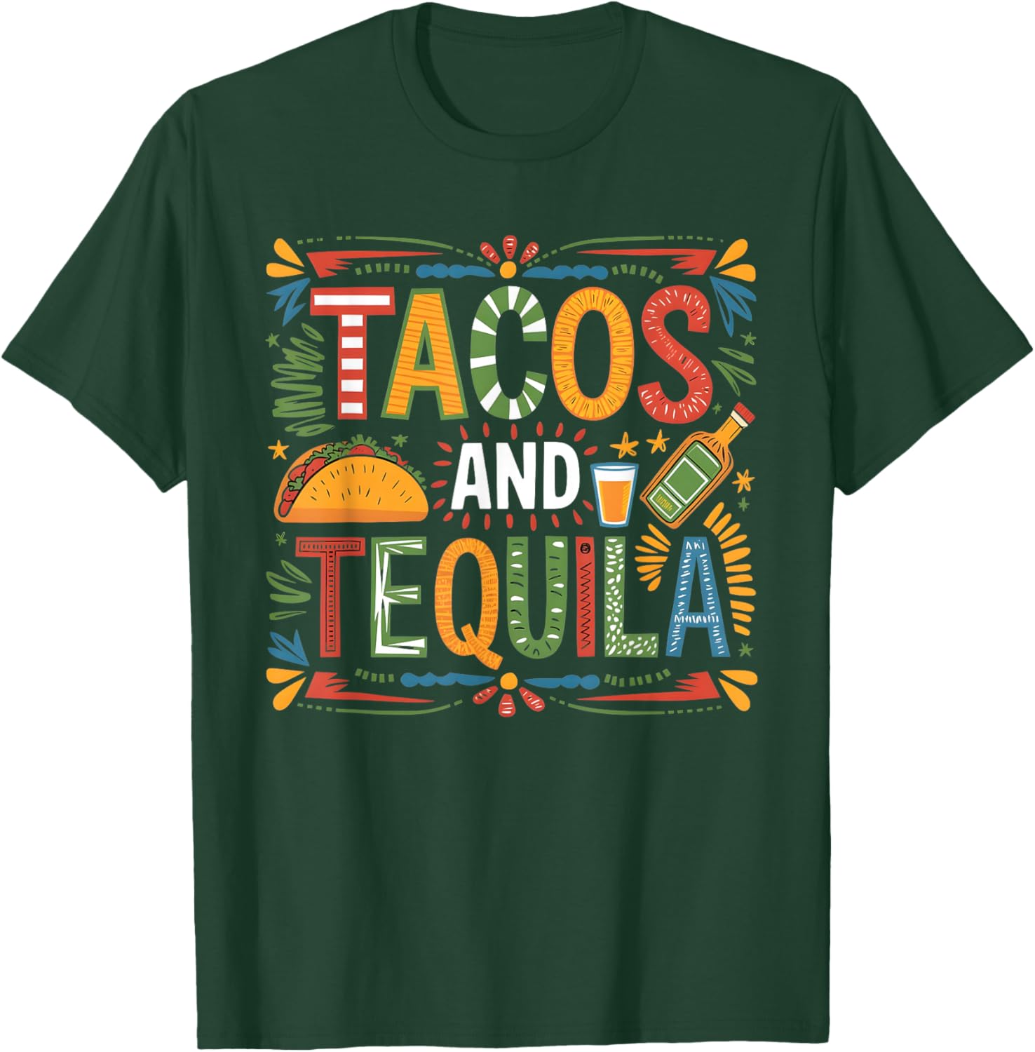 Tacos and Tequila Funny Drinking Taco Mexican Food Lover T-Shirt - T-Shirt | Forest