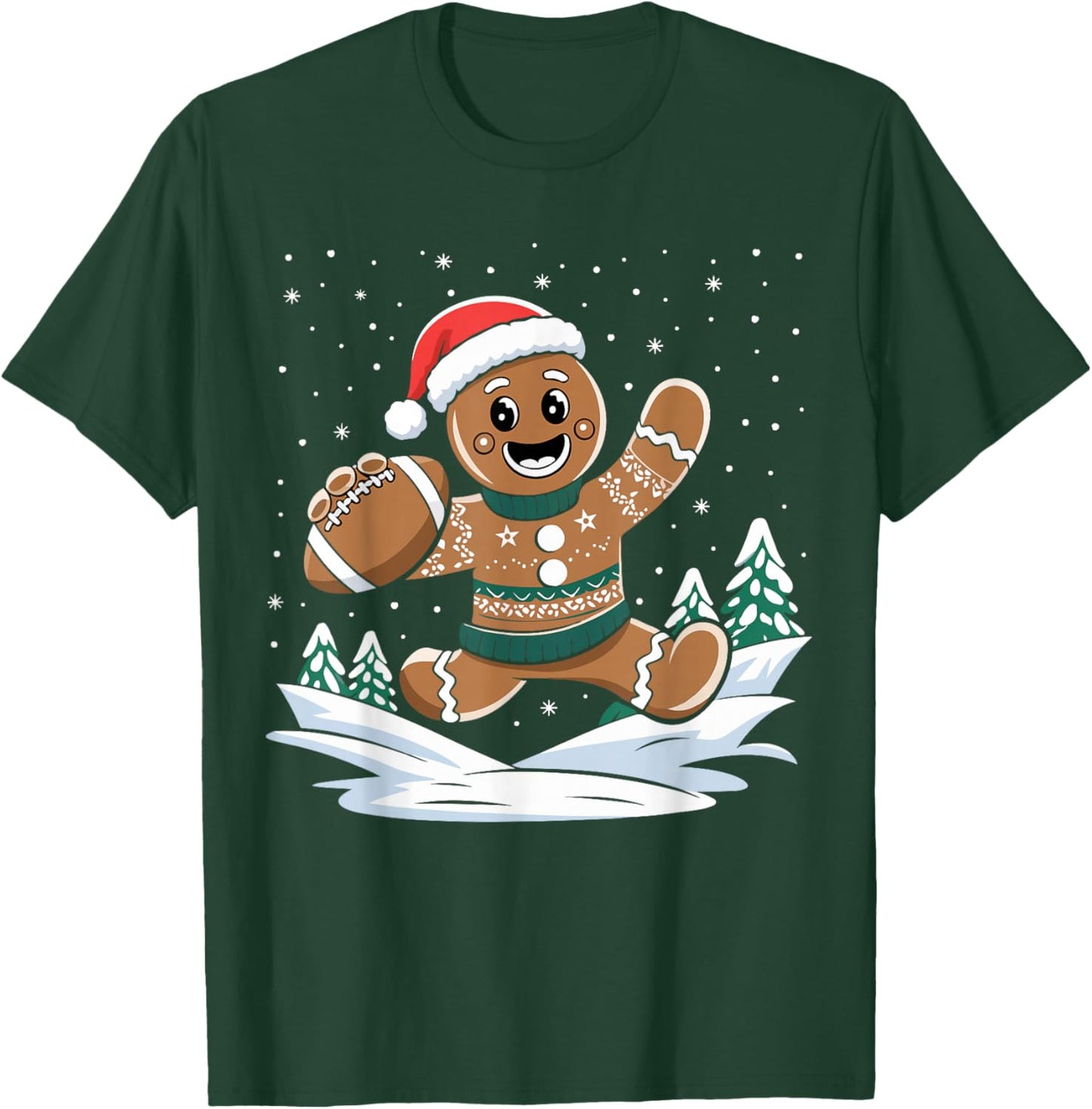 Gingerbread Man Football Ugly Christmas Pajamas Costume T-Shirt - T-Shirt | Forest