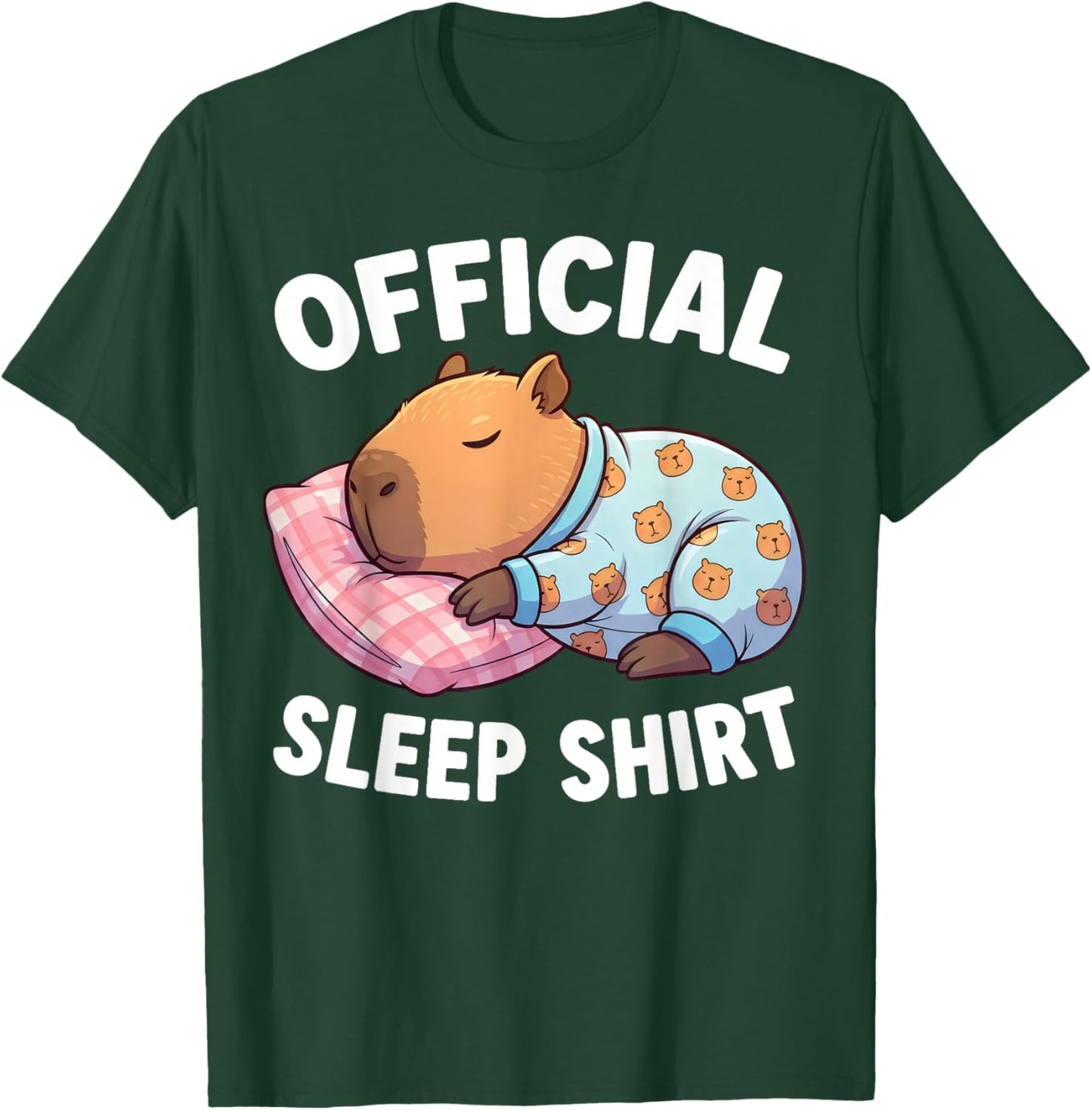 Cute Kawaii Sleeping Capybara Official Sleepshirt Nightgown T-Shirt - T-Shirt | Forest