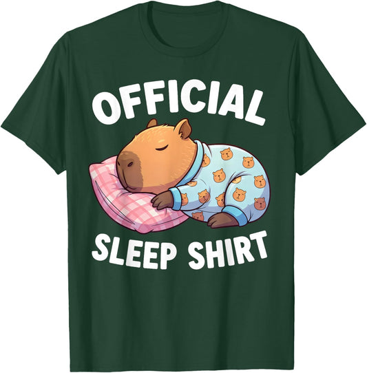 Cute Kawaii Sleeping Capybara Official Sleepshirt Nightgown T-Shirt - T-Shirt | Forest
