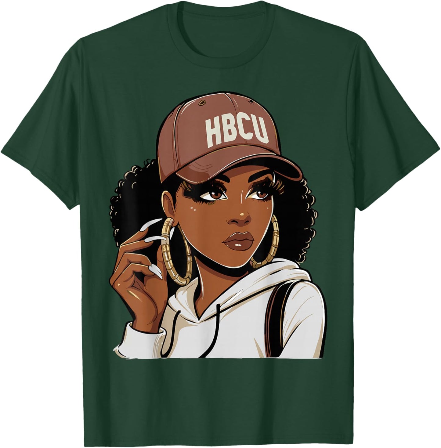 HBCU Girl Black College Afro T-Shirt - T-Shirt | Forest