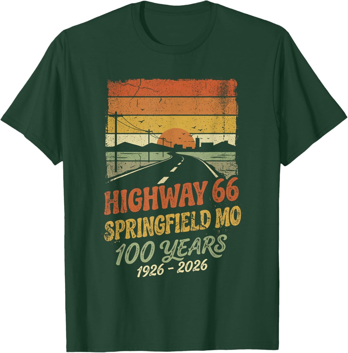 Vintage Highway 66 Springfield MO 100 Years Centennial T-Shirt - T-Shirt | Forest