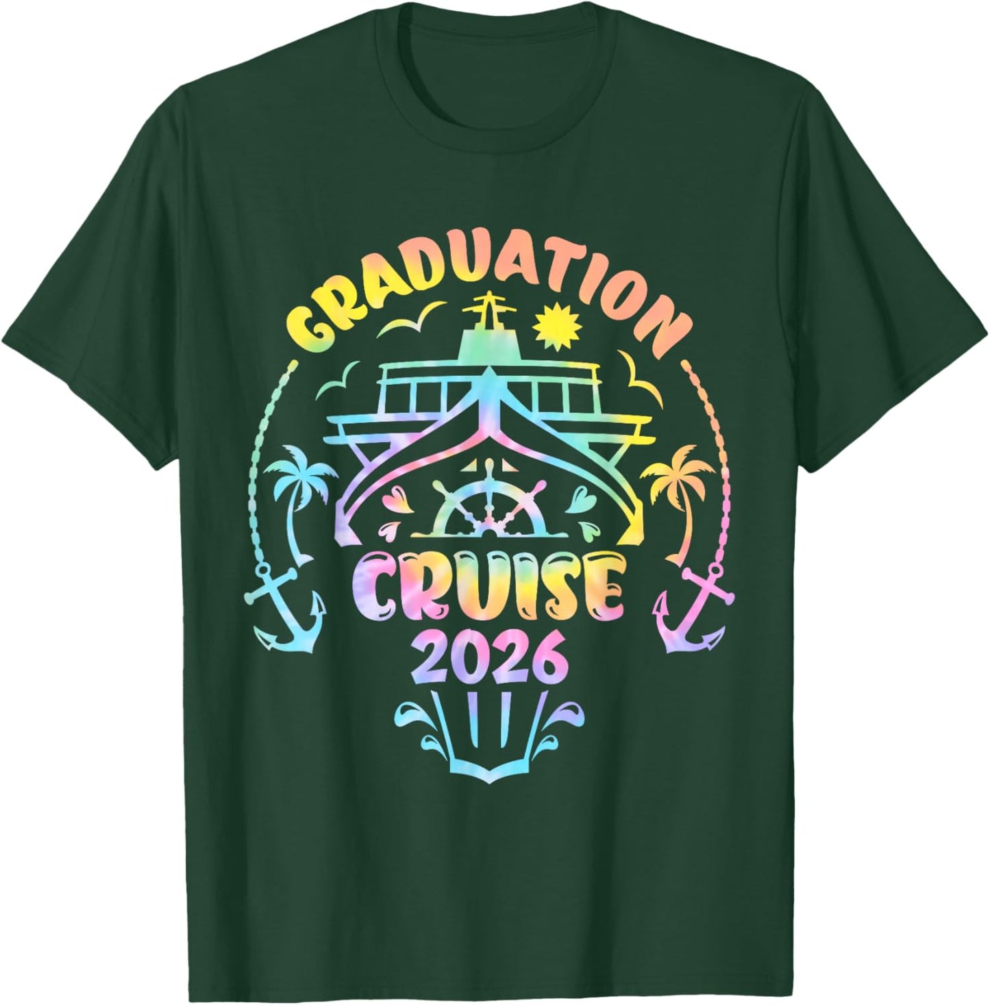 Tie Dye Graduation Cruise 2026 Matching Senior Cruise Party T-Shirt - T-Shirt | Forest
