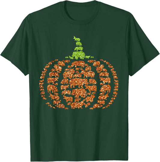 Group Hippos Pumpkin Cute Shape Halloween Thanksgiving T-Shirt - T-Shirt | Forest