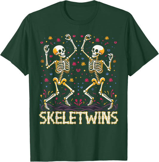 Dancing Skeletons Twins Halloween Matching Skeletwins T-Shirt - T-Shirt | Forest