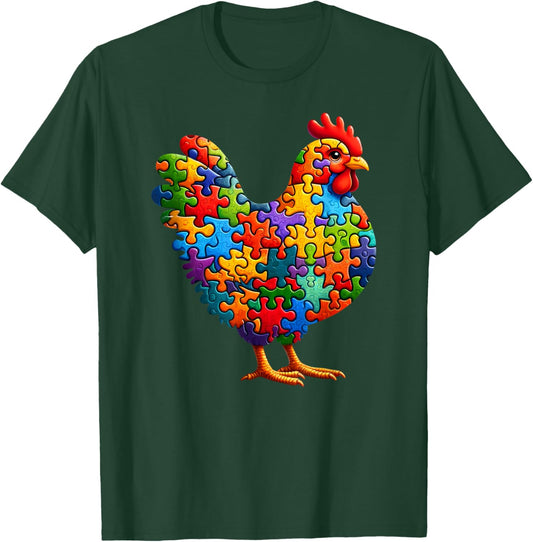 Chicken Puzzle Autism Awareness Kindness T-Shirt - T-Shirt | Forest