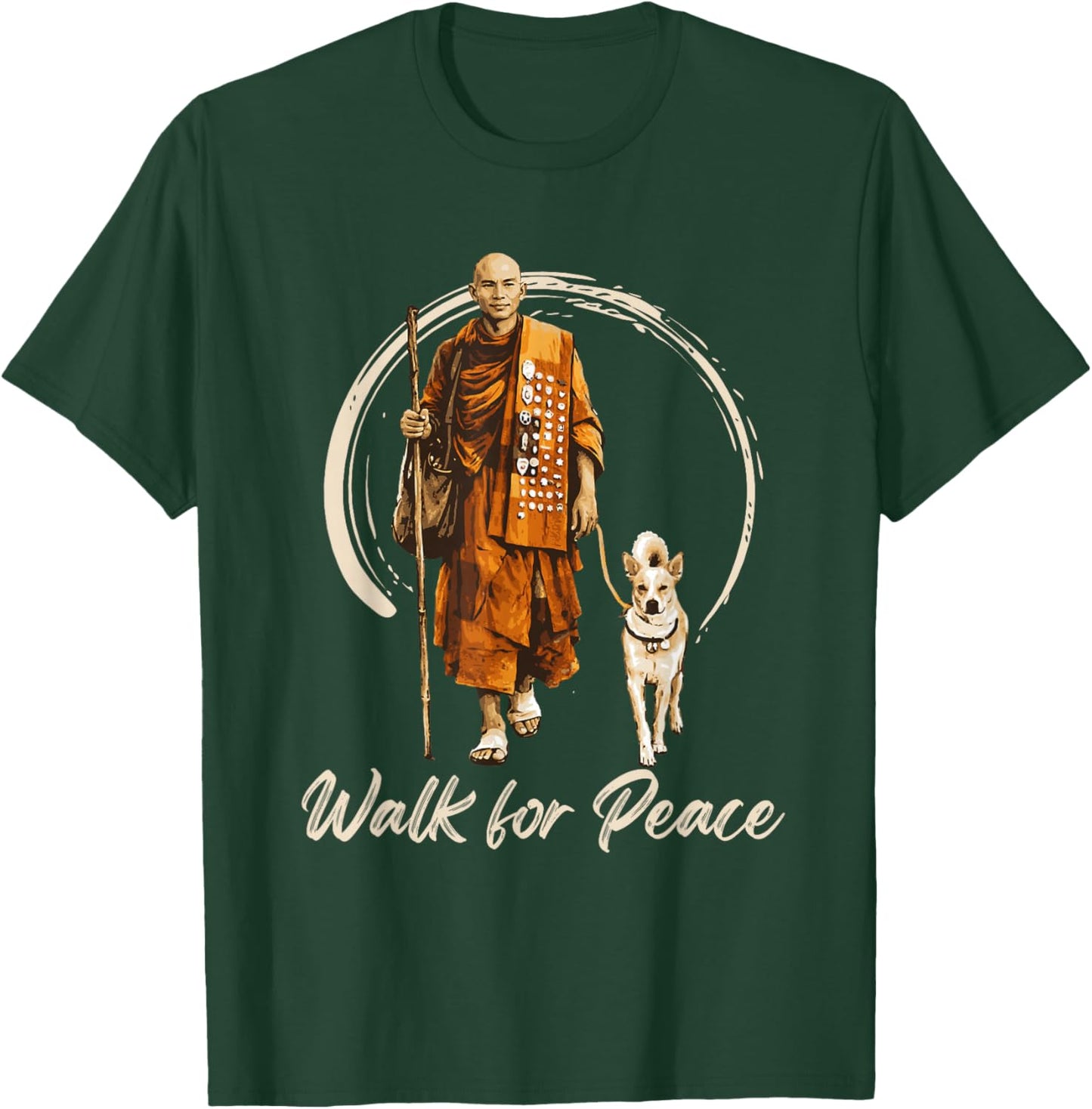 Peace Walking Monks and Aloka Dog Walk for Peace T-Shirt - T-Shirt | Forest