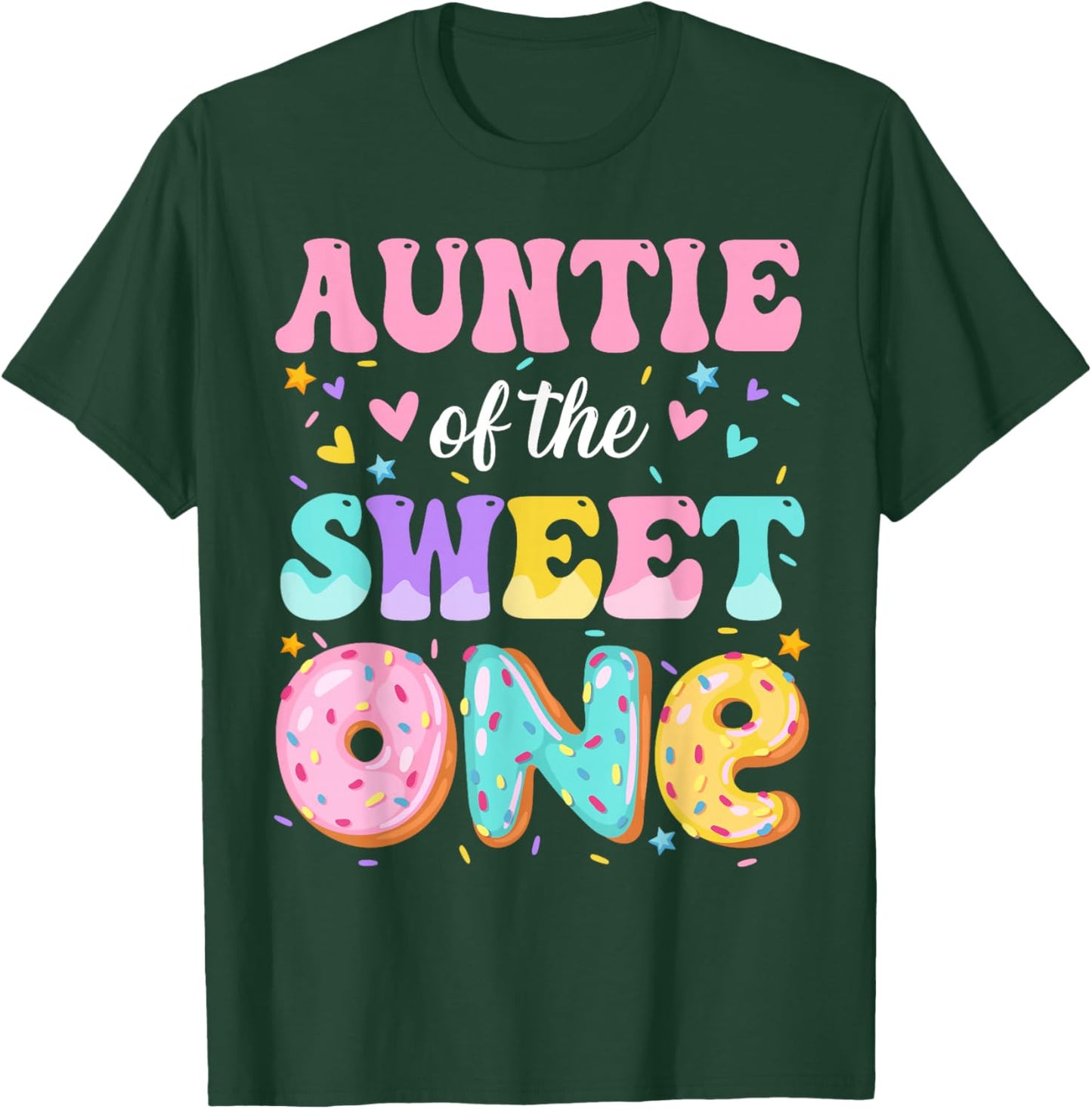 Auntie of The Sweet One 1st Birthday Donut Bday Party T-Shirt - T-Shirt | Forest