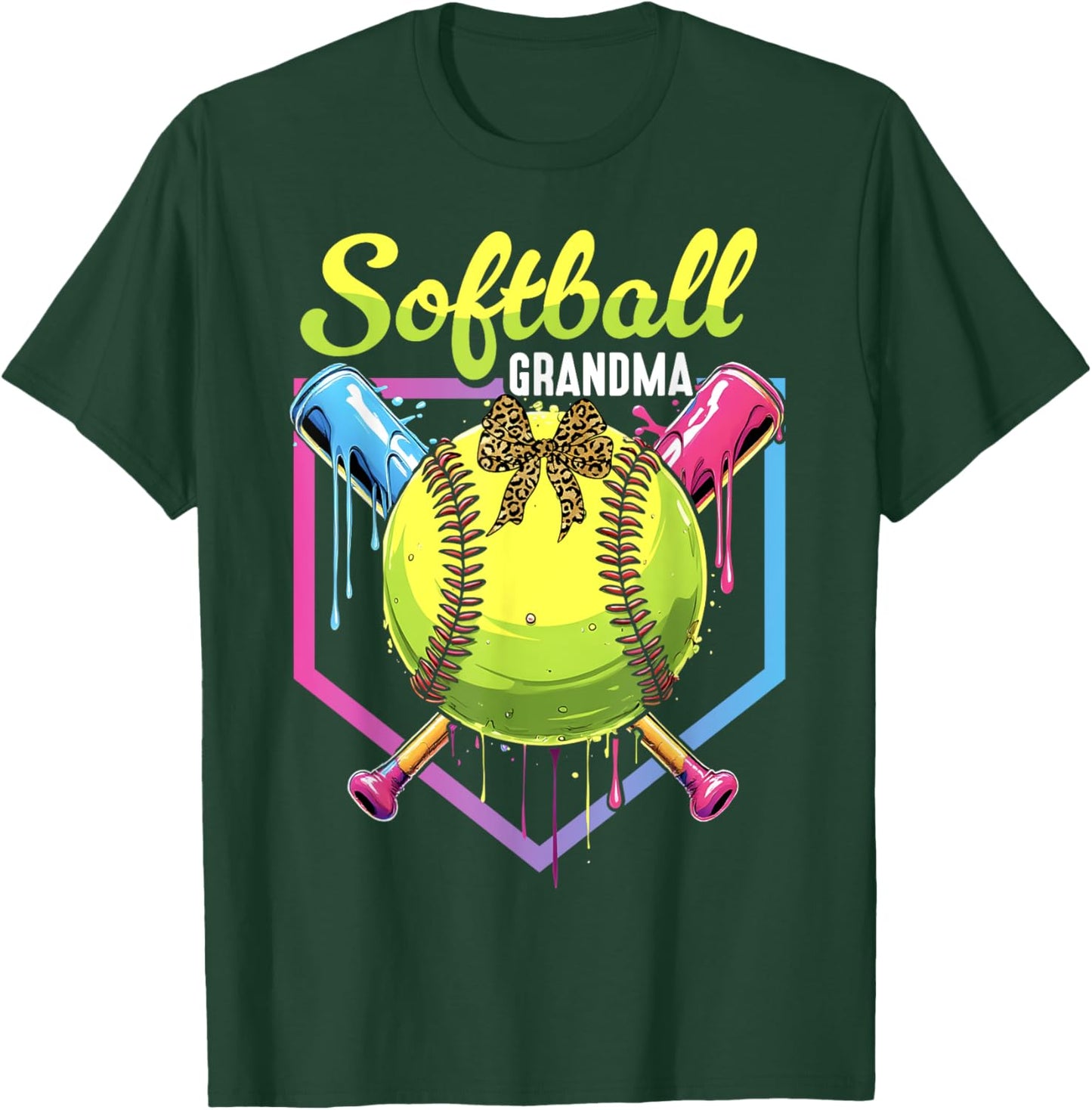 Softball Drip Grandma Ice Cream Softball Bow Mother's Day T-Shirt - T-Shirt | Forest