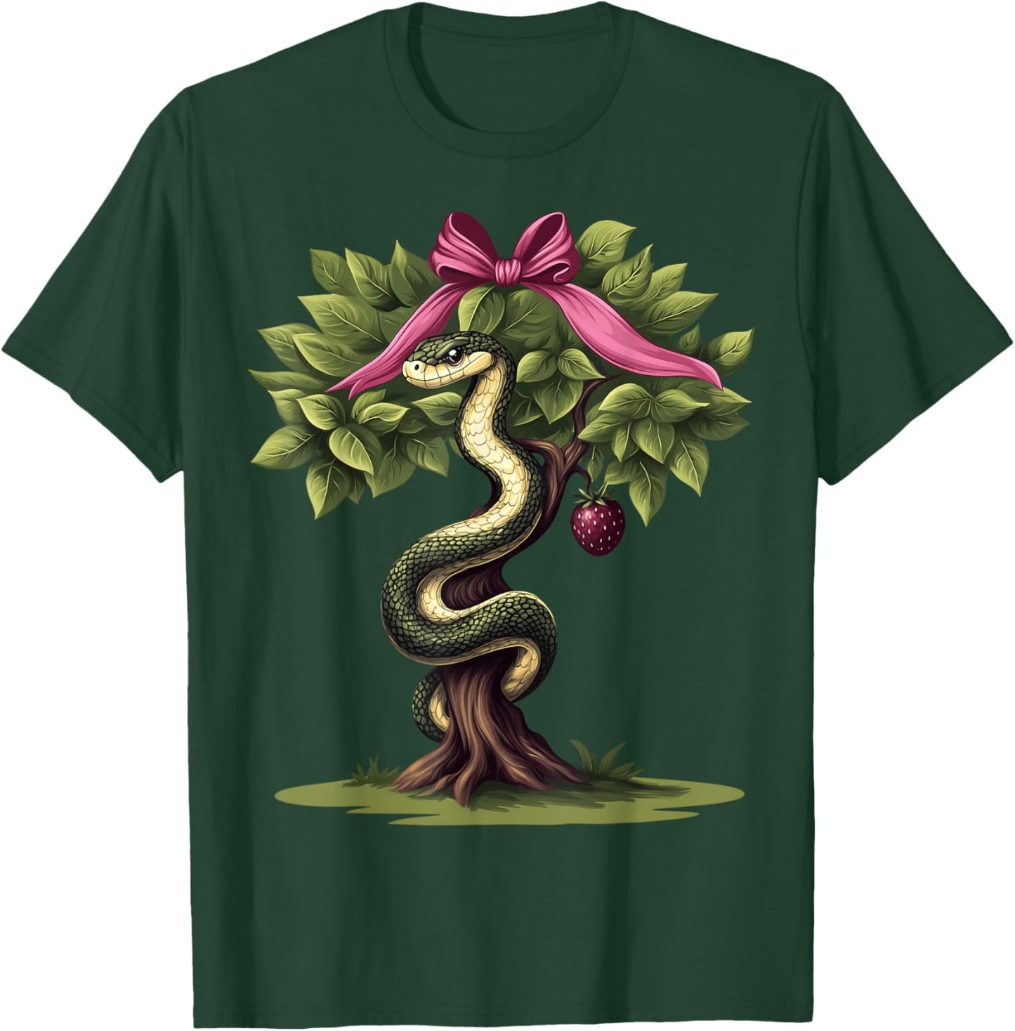 Coquette Bow Garden of Eden Religious Biblical Snake Girl T-Shirt - T-Shirt | Forest