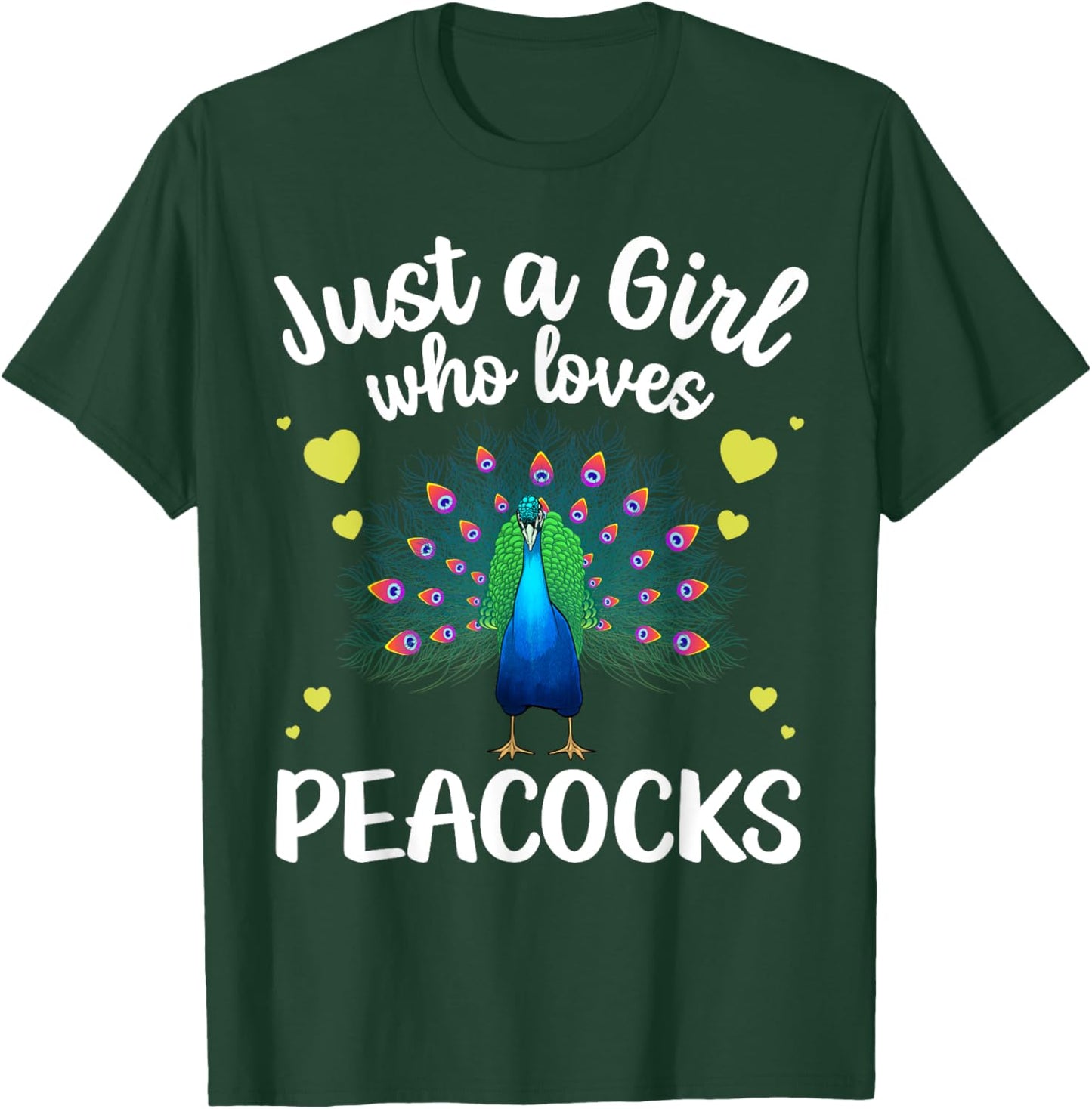 Funny Peacock Design Girls Kids Bird Peacock Lover T-Shirt - T-Shirt | Forest
