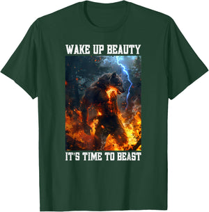 Cringe Wolf Wake Up Beauty Cringy Alpha Wolf Cringey T-Shirt - T-Shirt | Forest