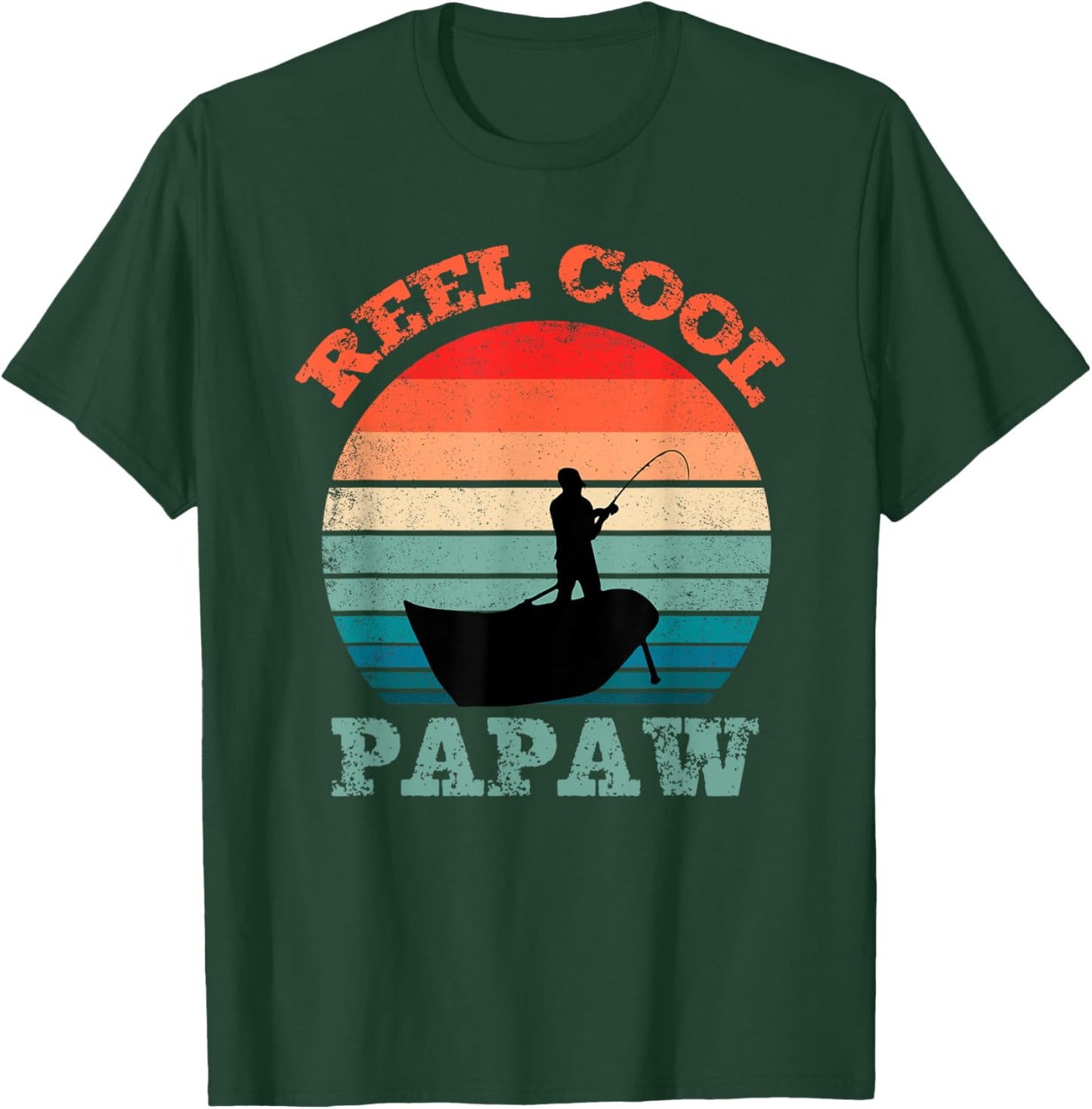 Reel Cool Papaw Fishing Funny Vintage Retro T-Shirt - T-Shirt | Forest