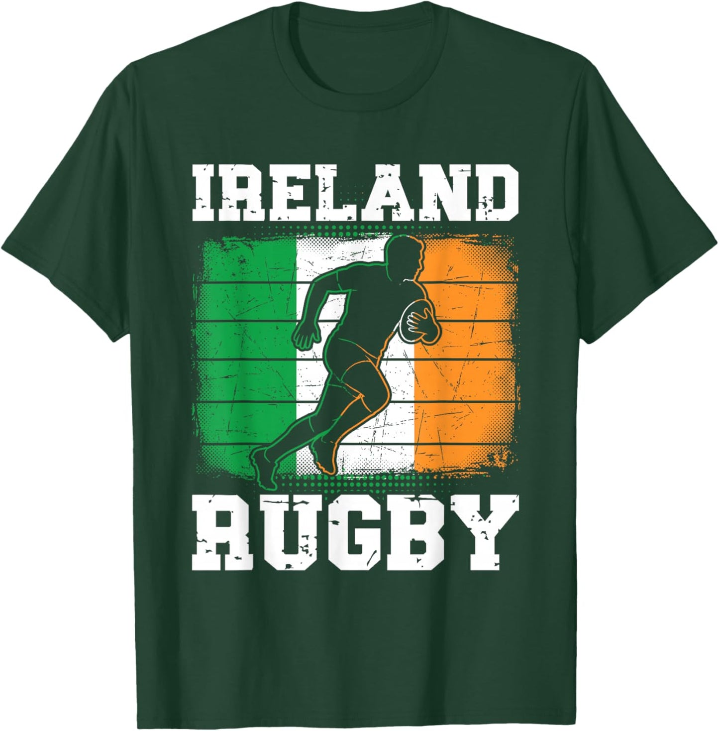 Ireland Rugby Player Irish Flag Grunge Sports Design T-Shirt - T-Shirt | Forest