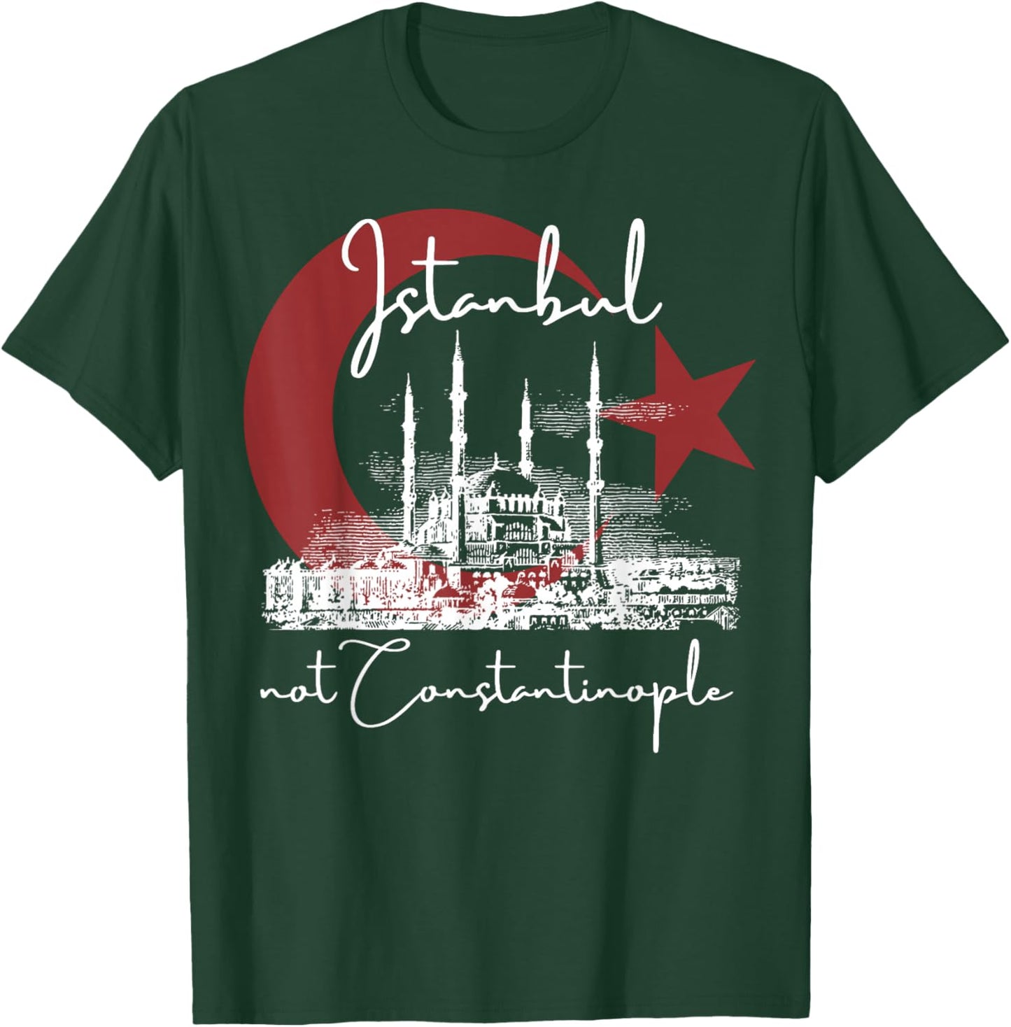 Istanbul Not Constantinople | Souvenir Retro Travel Design T-Shirt - T-Shirt | Forest