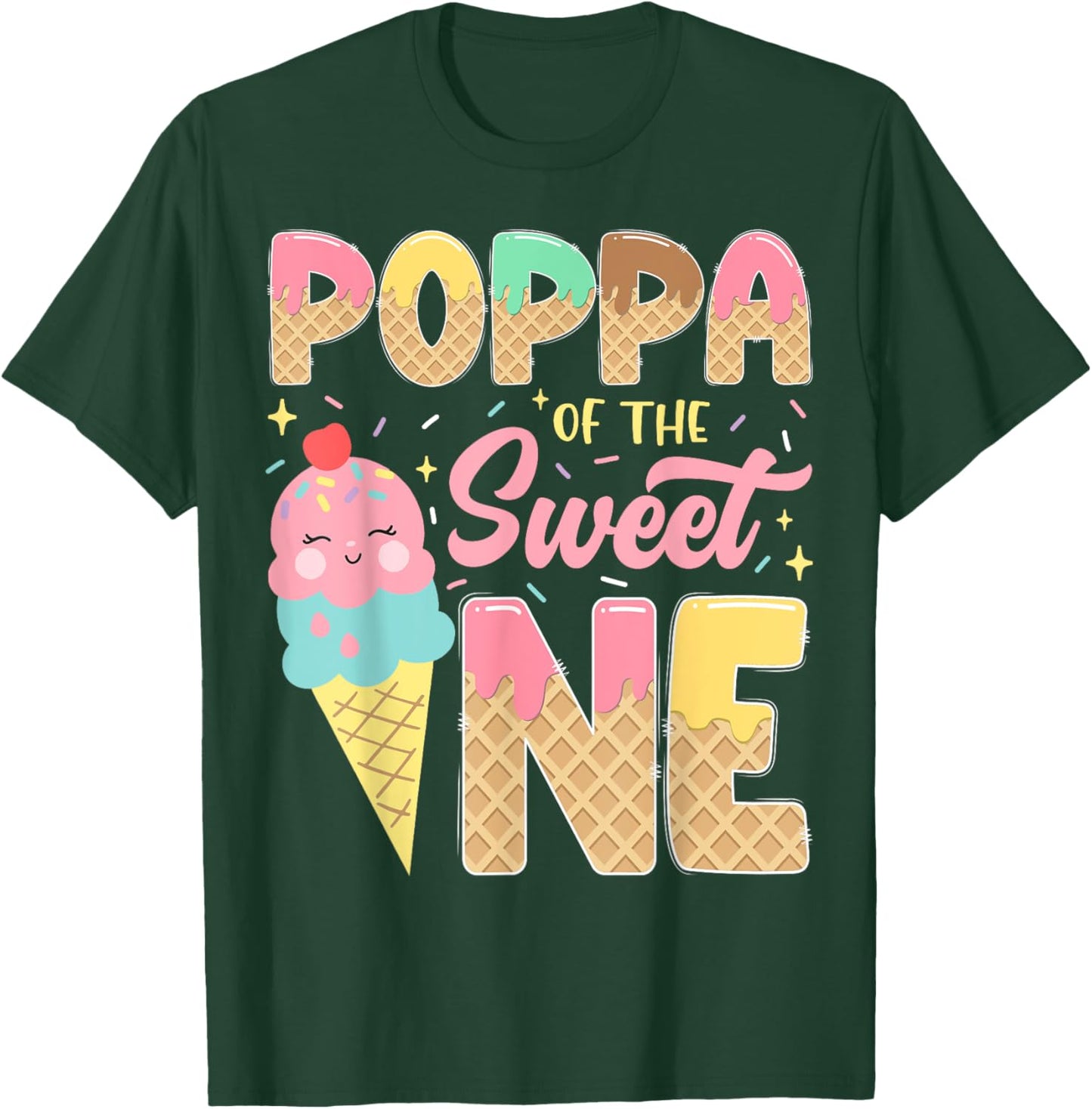 Poppa Of The Sweet One 1St Birthday Ice Cream Lover T-Shirt - T-Shirt | Forest