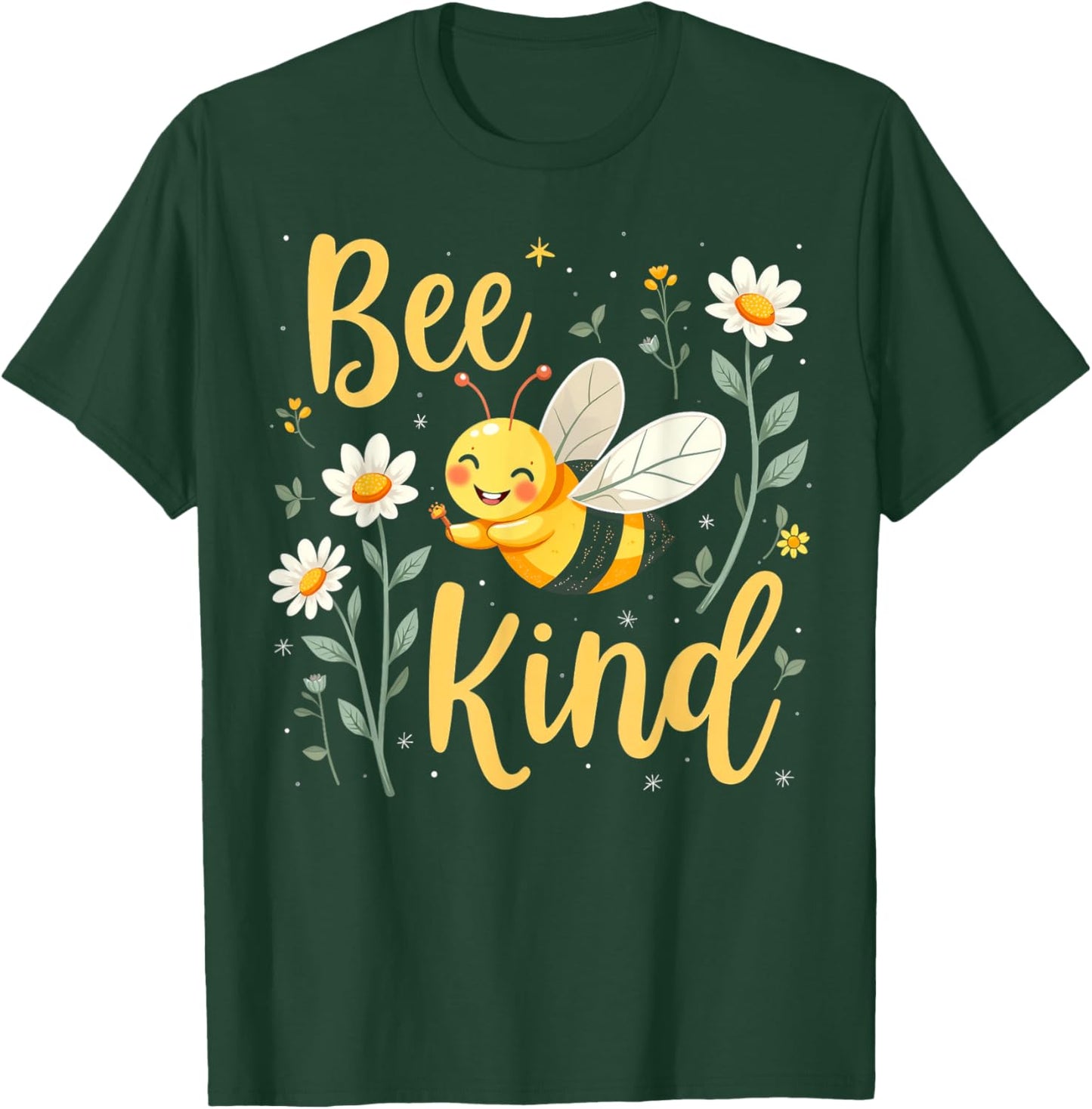 Bee Kind Cute bee with Flower Kindness T-Shirt - T-Shirt | Forest