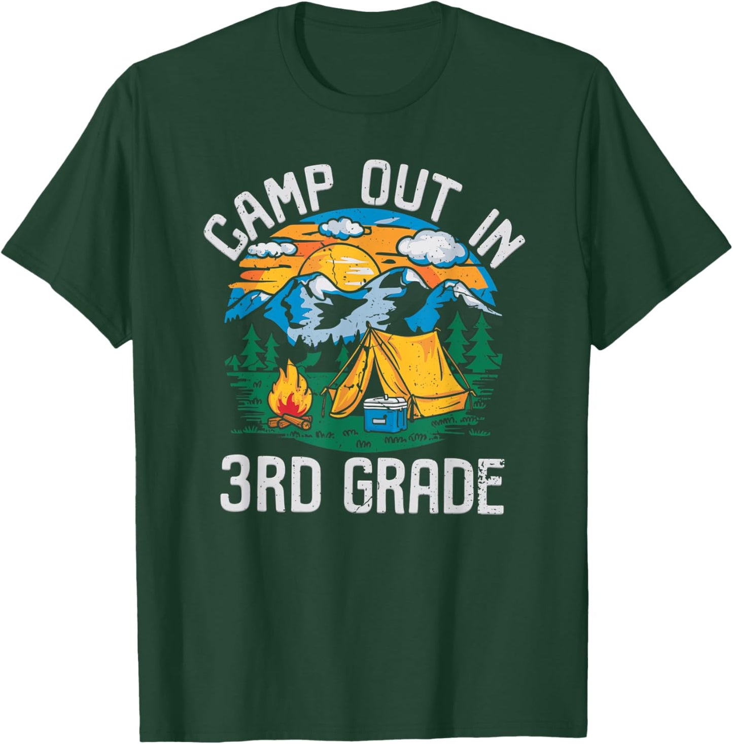 Camp out In 3rd Grade Funny Camping Nature Back to School T-Shirt - T-Shirt | Forest